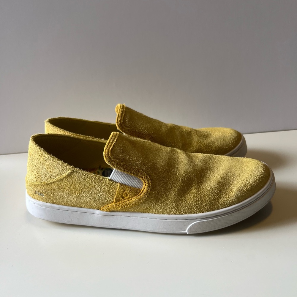 OluKai Yellow Suede Slip-On Shoes